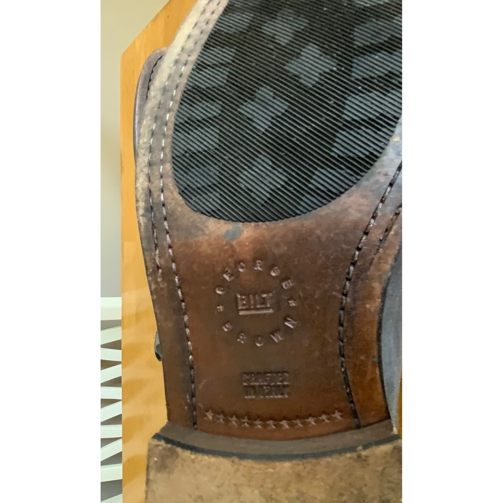 George Brown Bilt Grey Brown Suede Chelsea Boots Mens Size 9M Italy Sample Shoe - Picture 10 of 16